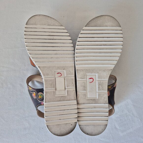 L'Artiste Spring Step Laga Leather Floral Ornament Platform Sandal Open Toe - Picture 12 of 15